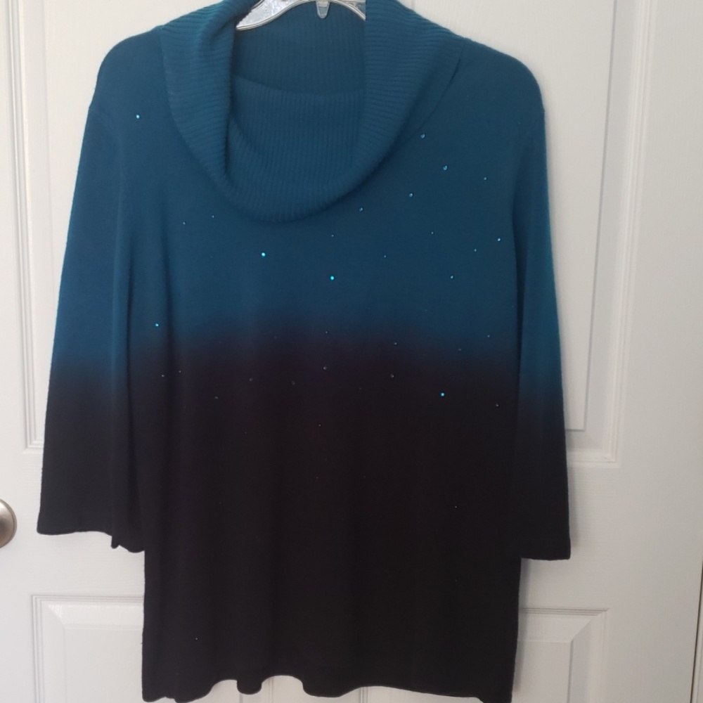 Teal/Black Sweater with colored stones